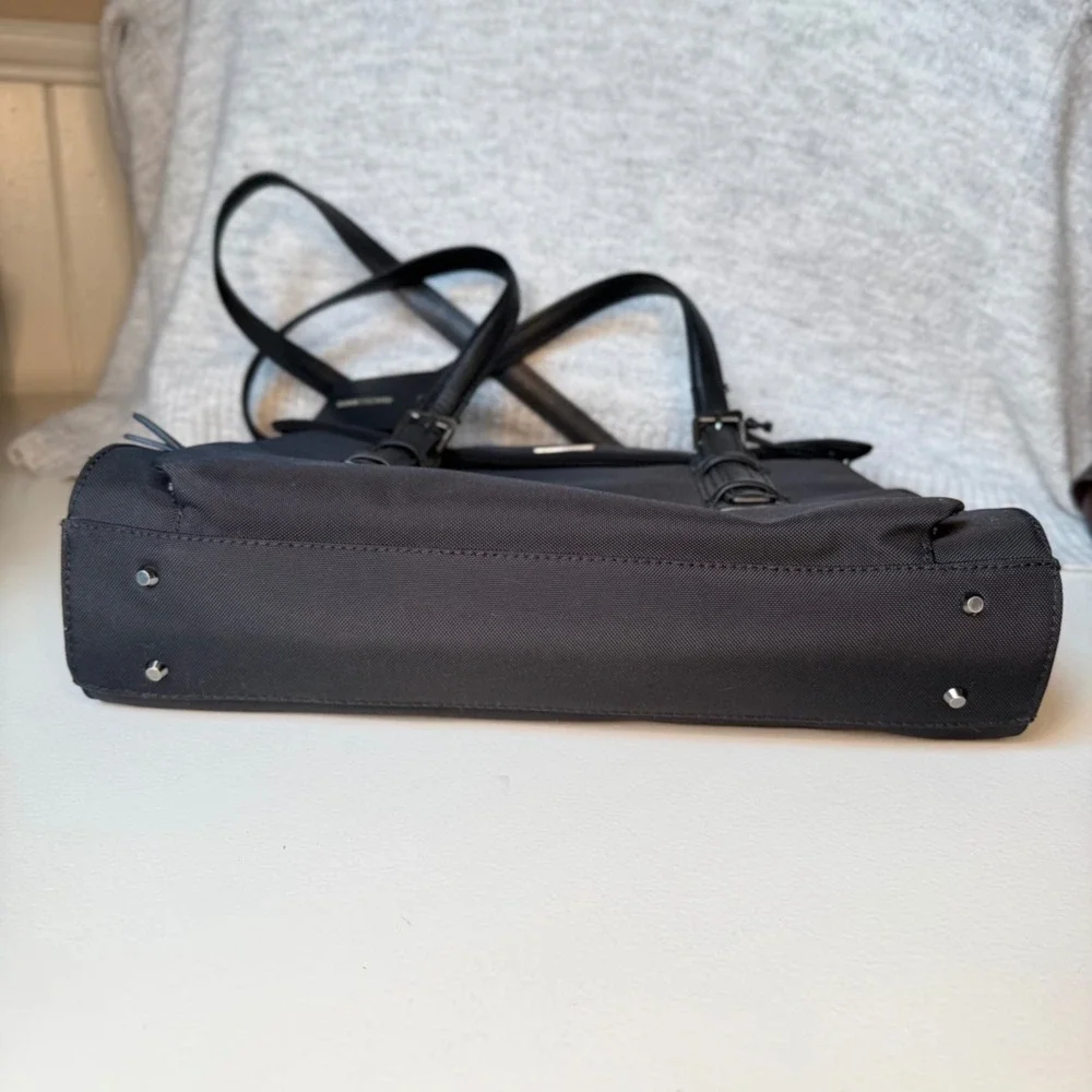 Francesco Biasia BIA63 Evolution Black Nylon Leather Briefcase Laptop Bag NWT